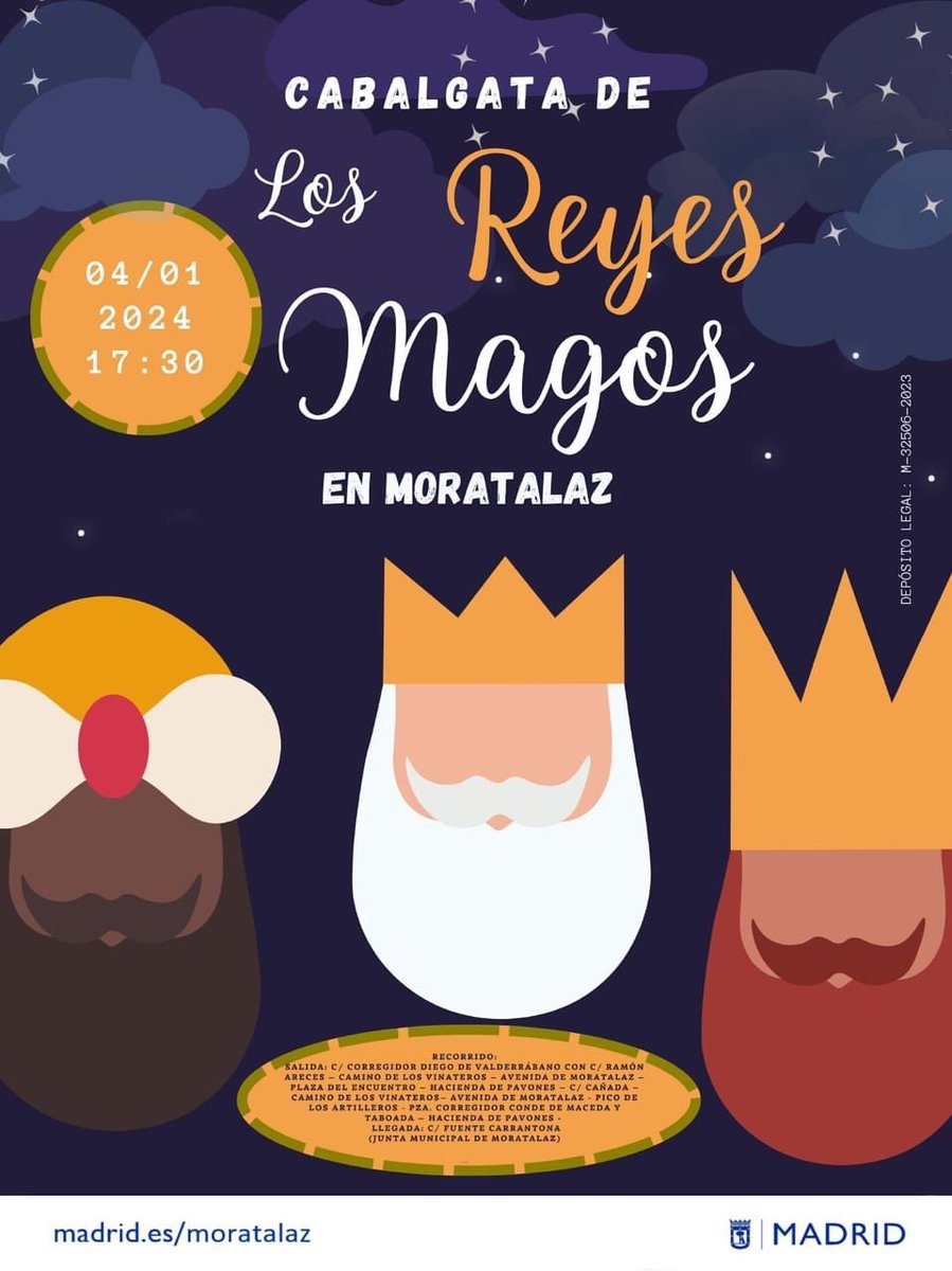 ⚠️No te pierdas Cabalgata de Moratalaz, que empezará hoy a las 17:30h y recorrerá las calles del barrio, hasta llegar a la Junta Municipal de Moratalaz. 👑👑👑🐫🐫🐫
