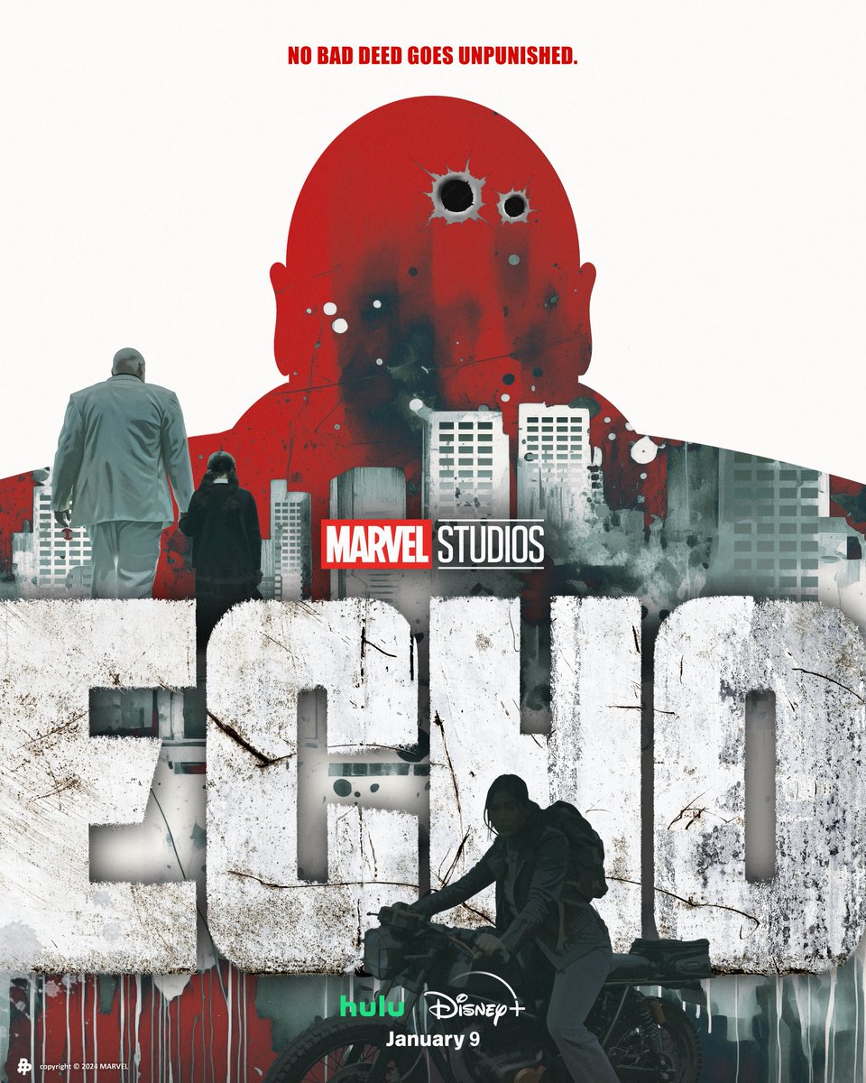 No bad deed goes unpunished. Art by @NickyBarkla. All episodes of Marvel Studios’ #Echo are streaming January 9 on @DisneyPlus & @Hulu. Set your Disney+ profile to TV-MA to stream.