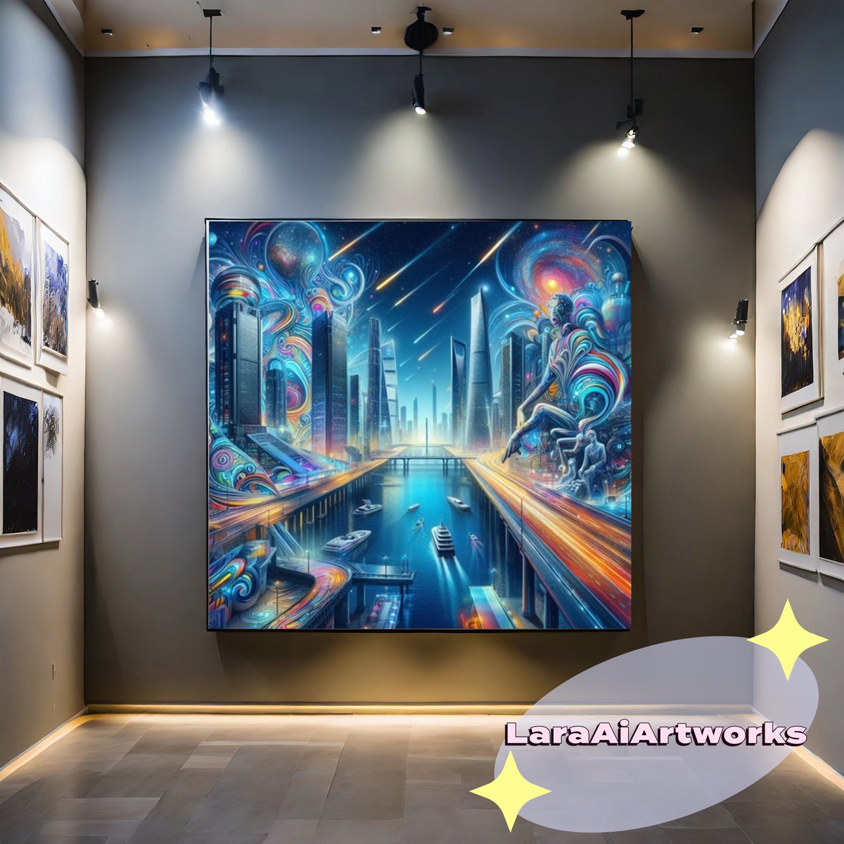 Discover the beauty of my 'Cities of the Future'. Available on canvas in different sizes on demand. Order yours by DM at @PedroLaraCrea.

#canvas #art #laraaiartworks #ArtGenCanvas #PrintOnDemand #Sales #artwork #Futuristic #CitiesOfTheFuture