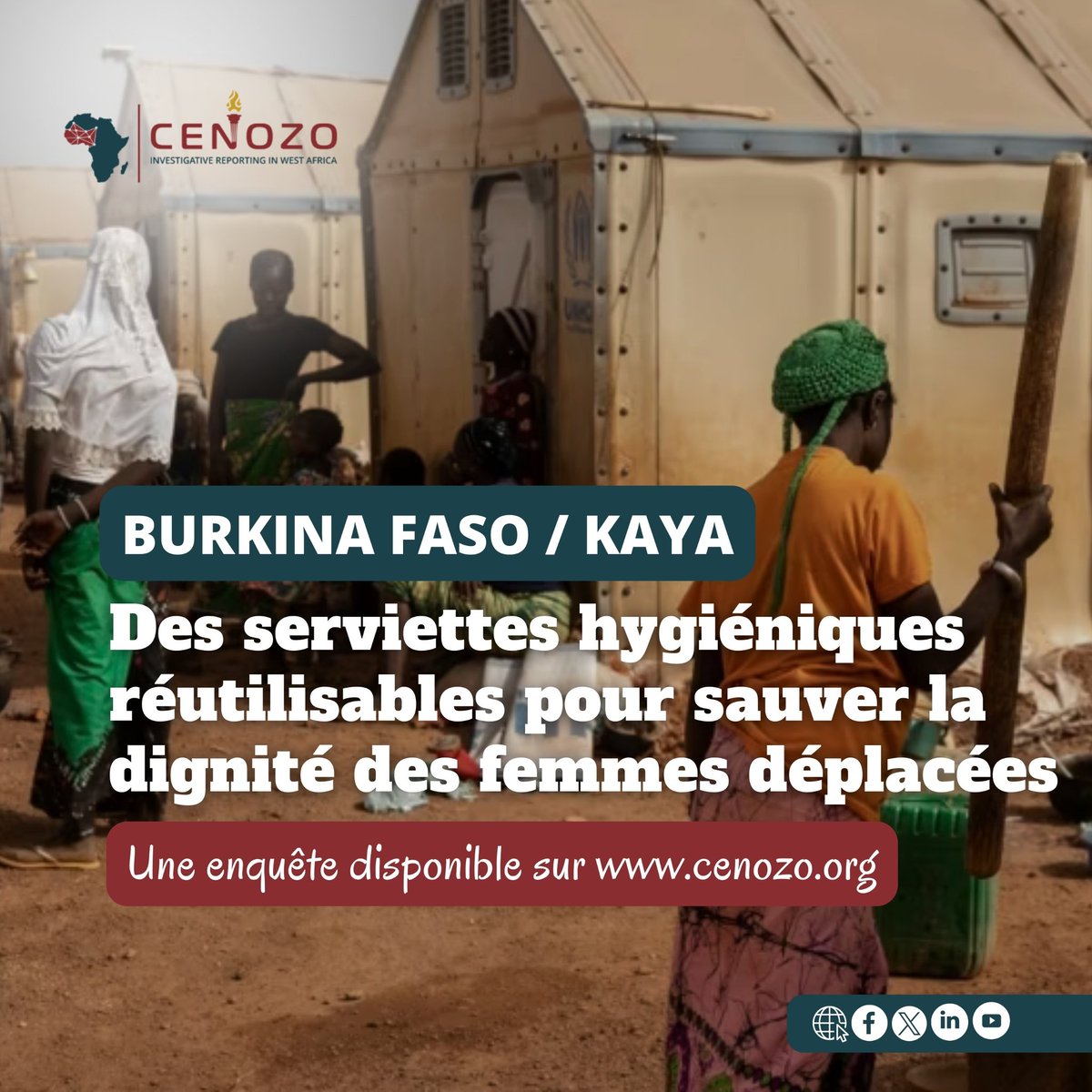 CENOZO_Afrique's tweet image. #NouvelleEnquête #NewStory
Au #BurkinaFaso, les menstrues figurent toujours parmi les  sujets de l’ordre du tabou.  Le coût des serviettes hygiéniques reste encore élevé. Avec la situation sécuritaire qui a occasionné un déplacement massif de plus de 122.000 personnes à #Kaya, à…