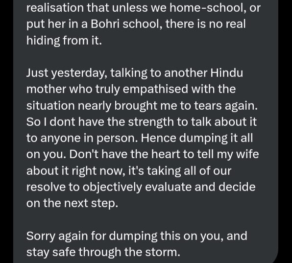 gauravsabnis's tweet photo. This will be a🧵 where I share, with their permission, messages that my Indian Muslim friends have sent me.

I post these messages here for contemporary conscience and future historian alike.

As a time capsule of these Indian Muslims who did nothing wrong at all ever. https://t.co/GjmebNoYNd