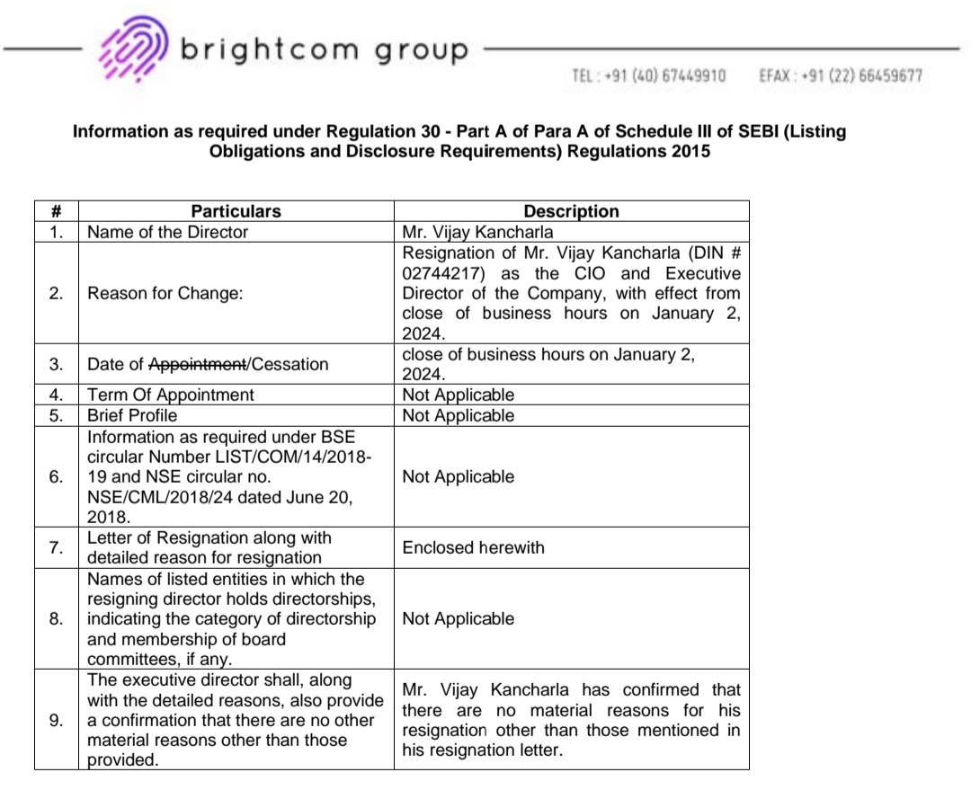 #BrightcomGroup 

CIO resignation.