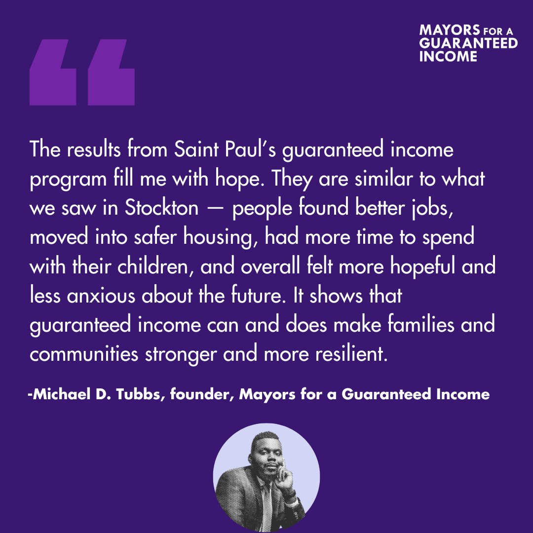 In December, we released data from Saint Paul's People’s Prosperity Pilot, the 2nd mayor-led guaranteed income pilot to launch in the U.S. As with the Stockton pilot led by <a href="/MichaelDTubbs/">Michael Tubbs</a>, guaranteed income led to increased employment among participants.

stpaul.gov/sites/default/…
