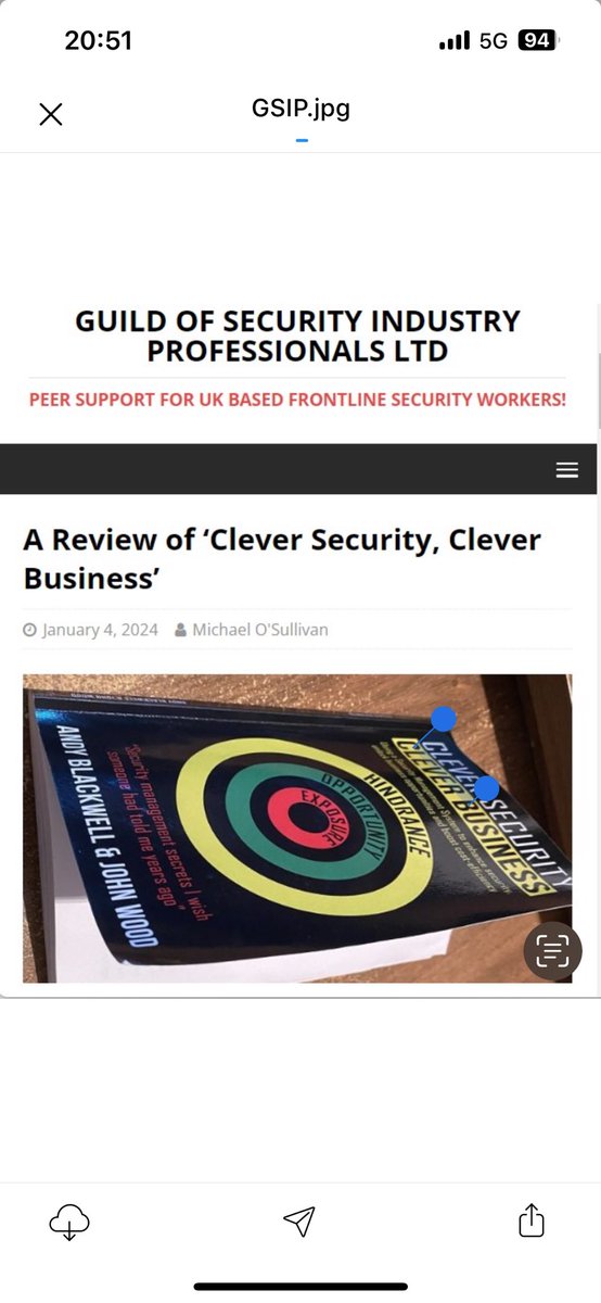 3dAssurance's tweet photo. Many thanks to Michael O’Sullivan @securityguild Registrar of the Guild of Security Industry Professionals, for his superb review of our book ‘Clever Security, Clever Business’ https://t.co/3cm9t2dQiX #GISP #frontline #cleversecurity #cleverbusiness #bookreview https://t.co/qyxJHBGq2d