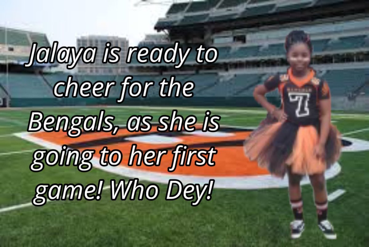 TonyDaTiger96's tweet photo. Jalaya is going to her first  @NFL @Bengals game. WhoDey! #WhoDey #TonyDaTiger #FanOfFans  #CharityMatters #TonysTicketsForKids #DoGood @bengaljims_BTR #51

#WPMOYChallenge           Karras
#WPMOYChallenge           Karras
#WPMOYChallenge           Karras
#WPMOYChallenge           Karras
#WPMOYChallenge           Karras