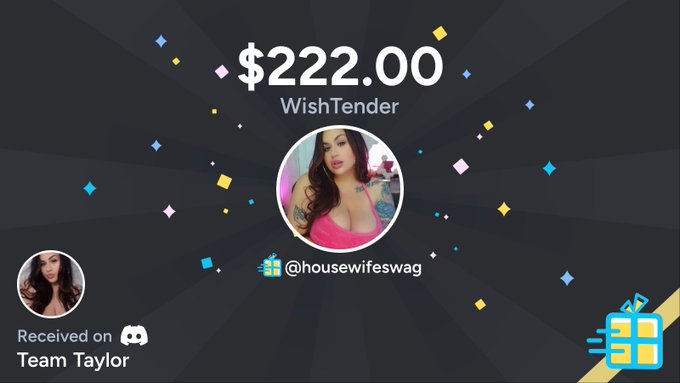 "Taylor's Silver" just bought a gift off housewifeswag's wishlist worth $222.00 on Discord in Team Taylor