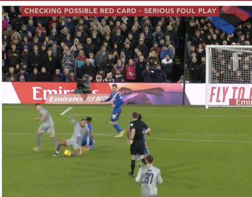 Ref: ‘Does Calvert-Lewin win the ball?’

VAR: ‘Yes’.

‘Ref: Any contact with Clyne?’

VAR: ‘Not really.’

Ref: ‘Cool. Red card it is.’