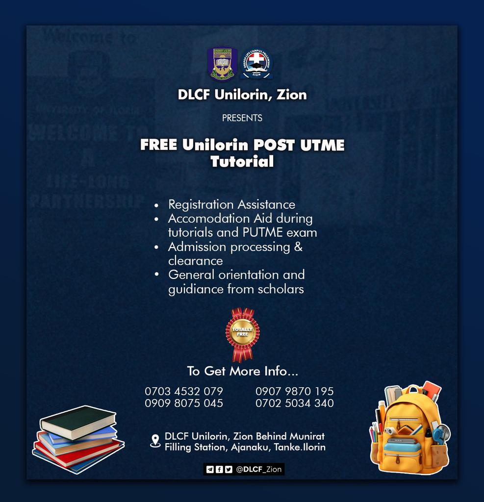DLCF_Zion's tweet image. Join the Saintly Intellectuals train as we offer mentorship, assistance, and valuable support for your upcoming Post-UTME. Our experienced team is committed to your success,providing guidance before,during,and after your exams. 
#DLCF
#unilorinstudents
#unilorinblog
#SuccessTRAIN