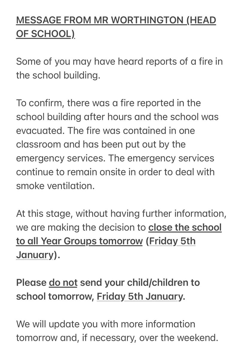 STATEMENT FROM DEAN TRUST ARDWICK