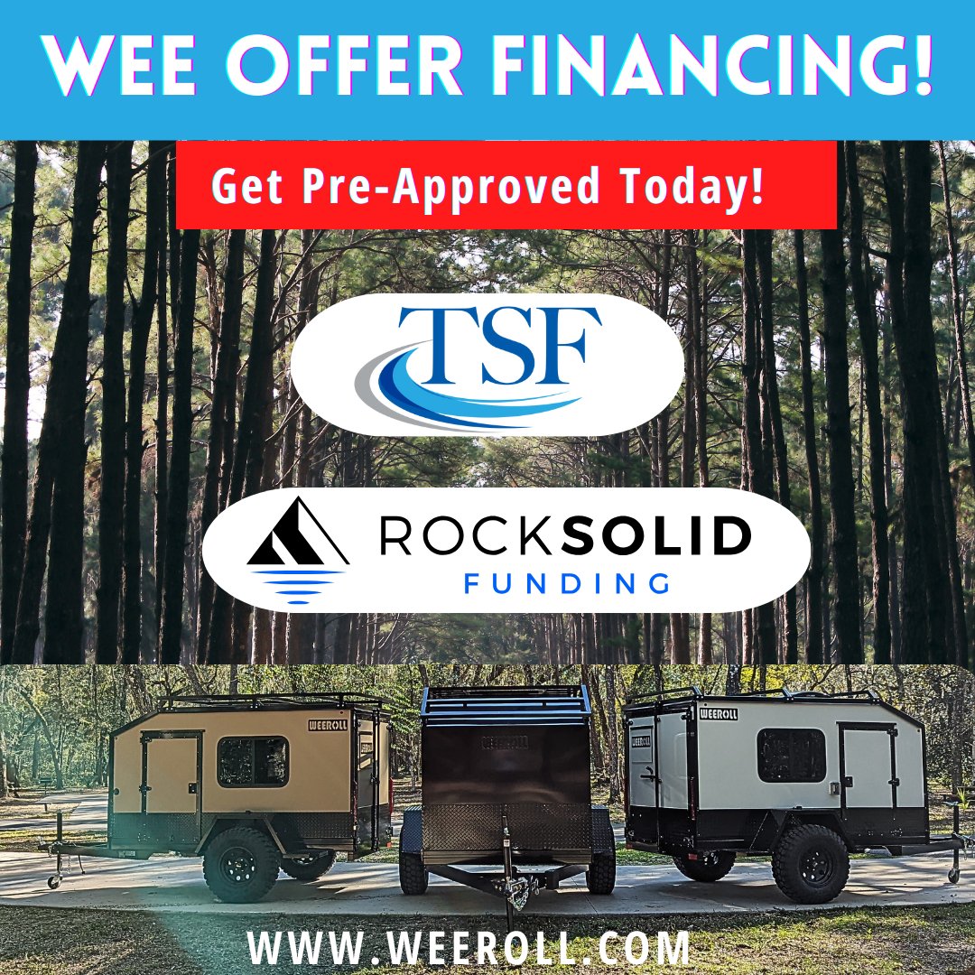weerolltrailers's tweet photo. WEE OFFER FINANCING!! 

Your dream is now more accessible than ever! GET PRE-APPROVED TODAY! With our easy financing options, you can take home one of our top-quality, in-stock WeeRoll Trailers without the wait!

https://t.co/nyFEyKxCw9 https://t.co/0zoBQpWhlC
