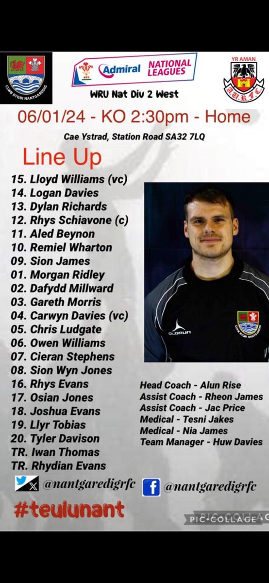 This is our line up for our first home game of 2024. Come on down to support the lads when we play Amman United. Kick off 2.30 pm