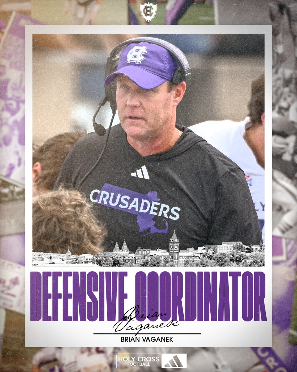 .@CoachVaganek has been elevated to the position of defensive coordinator at Holy Cross! MORE 📰➡️ bit.ly/3NOvEPC #GoCrossGo