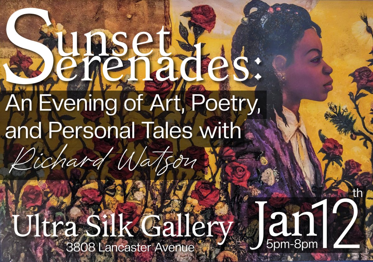 ultra_silk's tweet photo. Sunset Serenades
https://t.co/lJdETStB6f
Join us for 'Sunset Serenades' at Ultra Silk Gallery. Experience an intimate evening with artist Richard J. Watson as he unveils his art, shares captivating "Watson-isms", and recounts tales from his life. https://t.co/j3CwPH3eTm