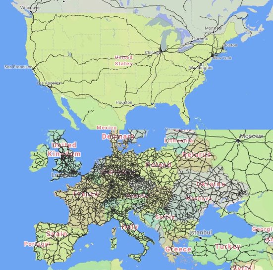 Passenger trains in the United States vs Europe