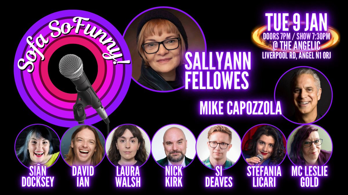 Did your New Year’s resolutions include supporting more female-led comedy nights? Good! tinyurl.com/jan9sofa @s_fellowes @MCapozzola @siandocksey @davidoverthere @laurajanewalshh @thatbaldyfella @SiDeaves @StefaniaLicari @reallesliegold