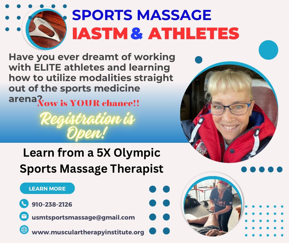 I’m going to be teaching my IASTM class in Florida at the NFL Combine Training Facility - what an amazing opportunity to learn the science and skill behind this modality along with the opportunity to work with Elite level athletes!
Registration is open 
musculartherapyinstitute.org