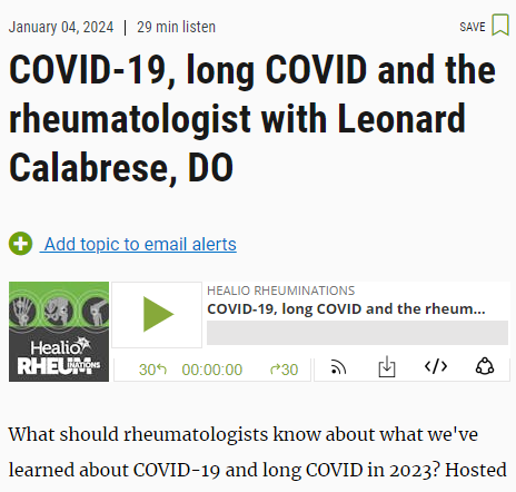 Love to hear your take on my perspectives of the ever changing landscape of #longcovid from a #rheumtology perspective @EBRheum @PutrinoLab @resiapretorius @zeynep @MichaelPelusoMD COVID-19, long COVID and the rheumatologist with Leonard Calabrese, DO healio.com/news/rheumatol…
