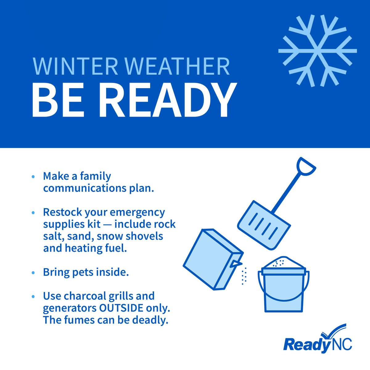 NCEmergency's tweet photo. Are you #WinterReady? With snow/wintry mix in the forecast across the western half of the state, make sure you are prepared for winter weather wherever you are. Here are some tips to keep in mind before severe weather hits. #ReadyNC #NCPrep #WinterWx https://t.co/zcrJVBgnHX