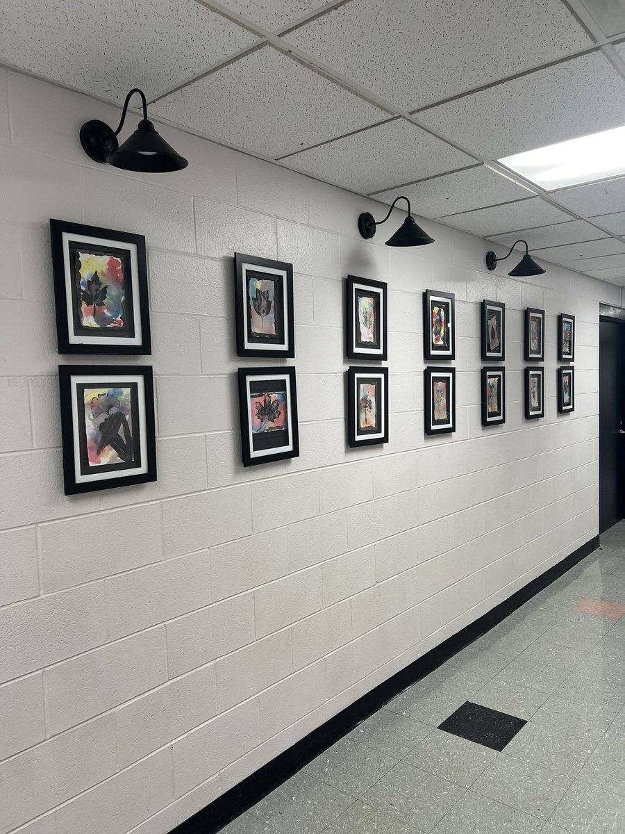 Thanks @LSiambekos for helping launch our new hallway display with these beautiful pieces of art. We are so excited to highlight our students in the hallways of @HeritageECS #HECSmagic