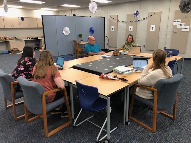TiptonElement's tweet photo. The 5th grade team sharing and discussing math instructional strategies during PLC.  Working together for student success! https://t.co/btsLx9E6Zh
