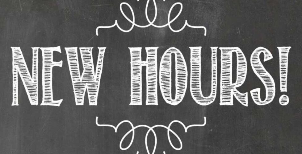 Our weekend hours are changing, starting this weekend! We are open on Saturdays and Sundays from 11:00 a.m. to 4:00 p.m. Our weekday hours will not change.