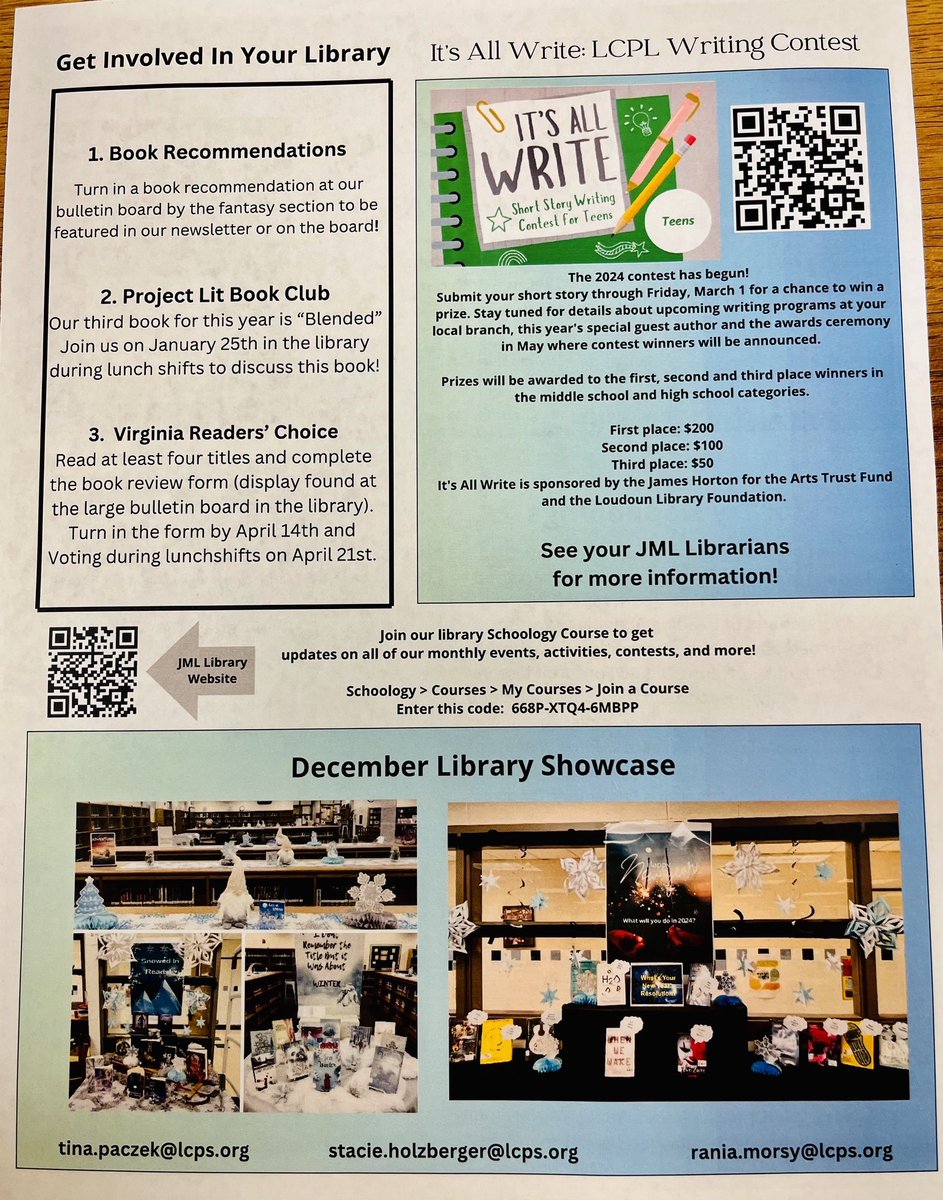 Our January Library Newsletter @JML_MS_Official