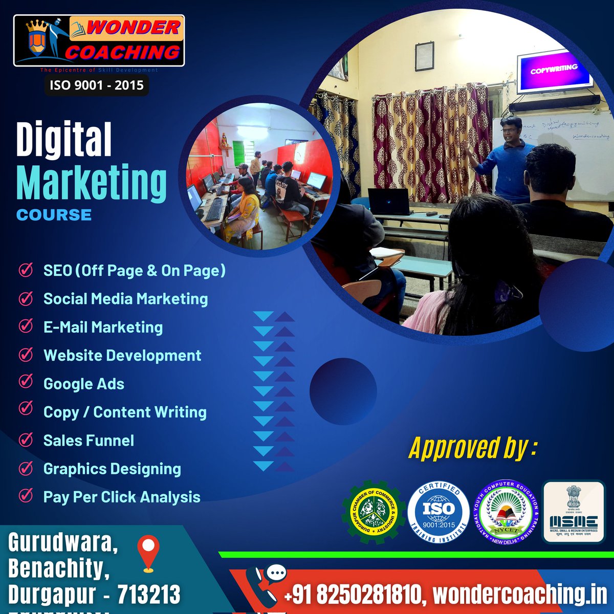 WonderCoaching's tweet photo. New #DigitalMarketing Batch starts from 7th January 2024 🔰 #JoinNow 🛑 
At 👉 Wonder Coaching ✅
👉Visit :- Gurudwara, Benachity, Durgapur - 13
☎️WhatsApp / Call number :- 8250281810 📞
🌐Visit 👉 https://t.co/Bf4r2YStHR https://t.co/OOlMno5zfx