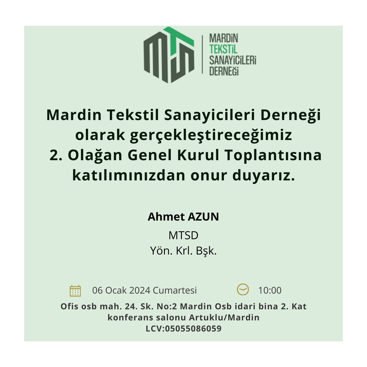 Tüm dostlarımız davetlidir. <a href="/MTSDMTSDMTSD/">Mardin Tekstil Sanayicileri Derneği</a>