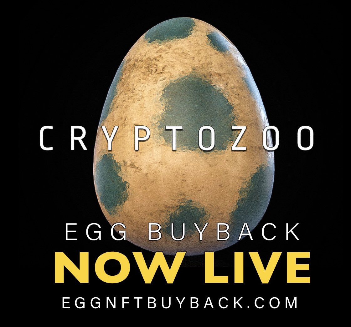 Today, I am incredibly happy to announce that I am delivering on my promise to buy back Base Egg and Base Animal CryptoZoo NFTs for their original purchase price. This buy-back program is being carried out at EGGNFTBUYBACK.COM. Claims can be submitted through this site
