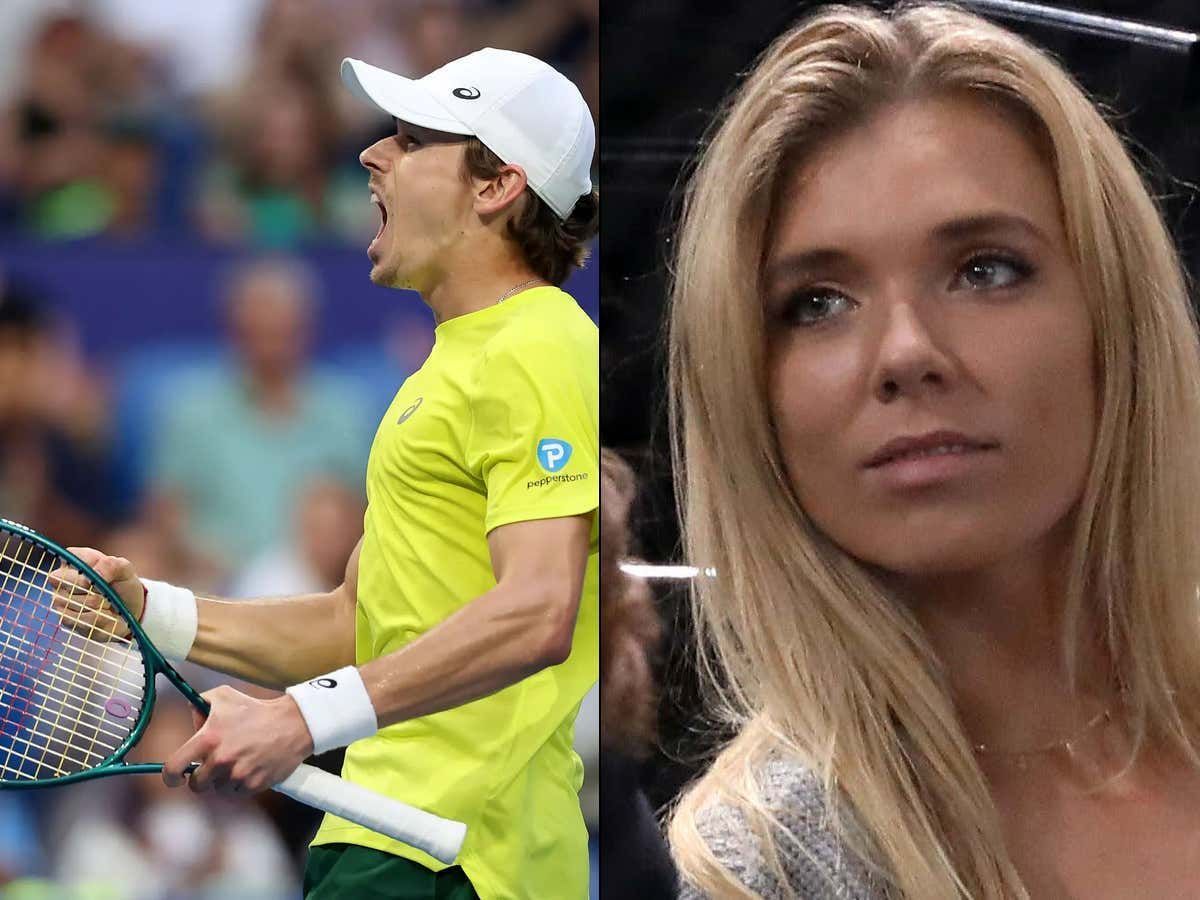 barstoolsports's tweet photo. Reporter Bullies Tennis Player Alex de Minaur Into Proposing To His Girlfriend Katie Boulter (Also a Tennis Player) If He Wins The Aussie Open Later This Month https://t.co/m97IpQzP2B https://t.co/NjexfHYWNp