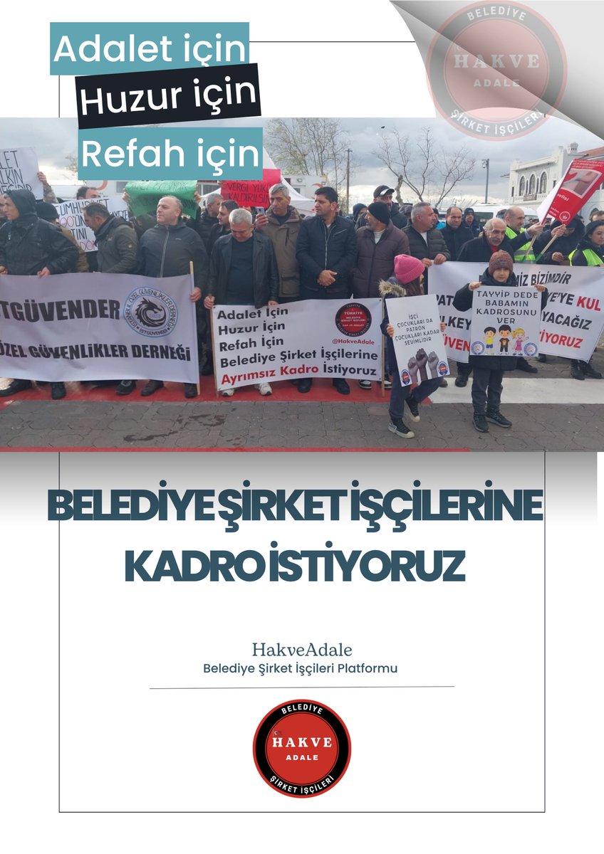 Adalet için, Huzur için, Refah için, 600 bin belediye şirket işçilerine ayrımsız #kadro istiyoruz. @RTErdogan @_cevdetyilmaz @_aliyalcin_ @aselimkoroglu @SukruKaratepe @hayribaracli @abdkarabudak @ErbakanFatih @dbdevletbahceli @abdulhamitgul @avabdullahguler @AvOzlemZengin…