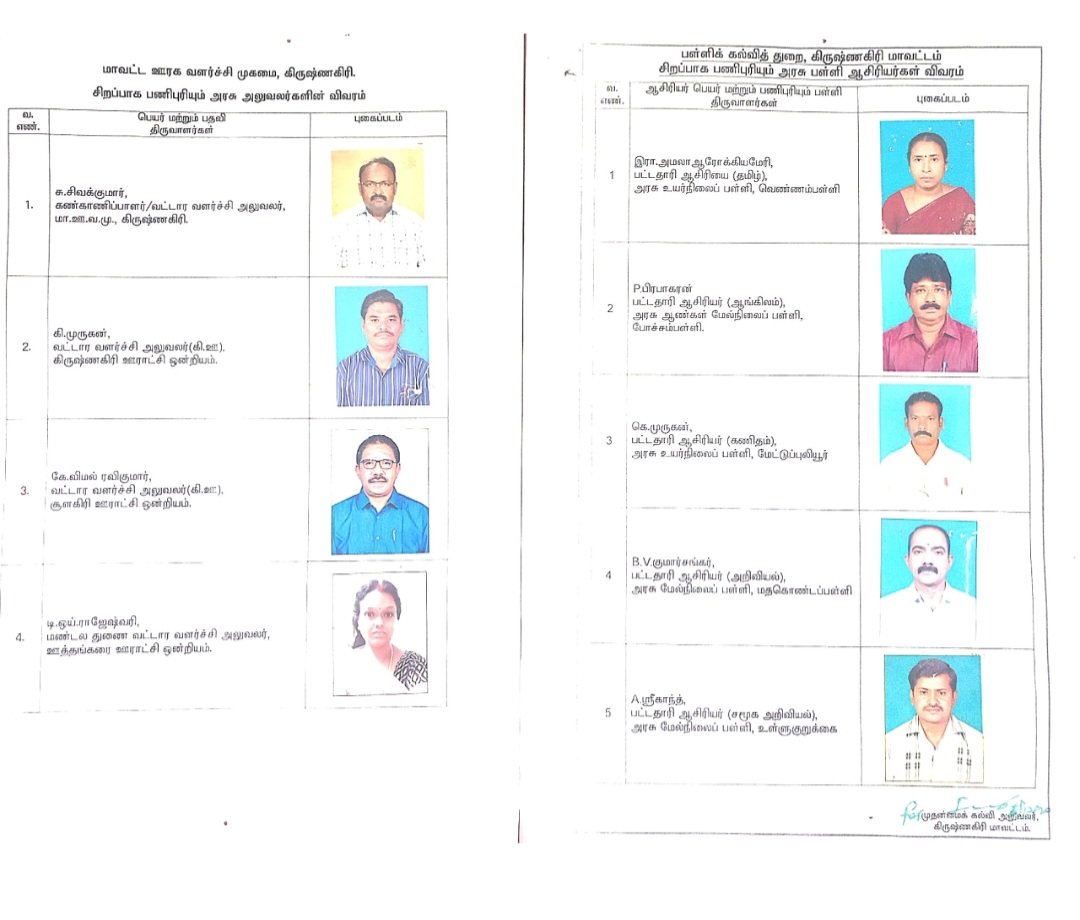 Best performing Govt officials @DisCollrkgiri @prokrishnagiri @CMOTamilnadu @mkstalin @Guidance_TN @TNDIPRNEWS @Vandana_IAS @DrAChellaKumar @yprakash_mla @mathiazhagan_