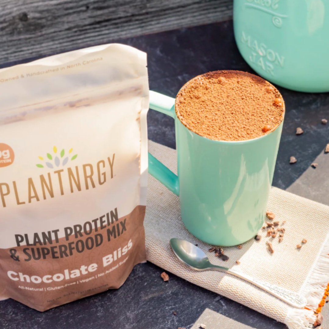 WeaverStreet's tweet photo. ☕ Upgrade your hot chocolate game with a healthy twist. Start the year off right with @plantnrgy at the Co-op! 
🍫Their Chocolate Bliss Mix is the key to making the most luxurious hot chocolate you'll ever taste! Blend it with your favorite plant-based milk, warm it up, &amp; voilà! https://t.co/2M6uCIIRIz
