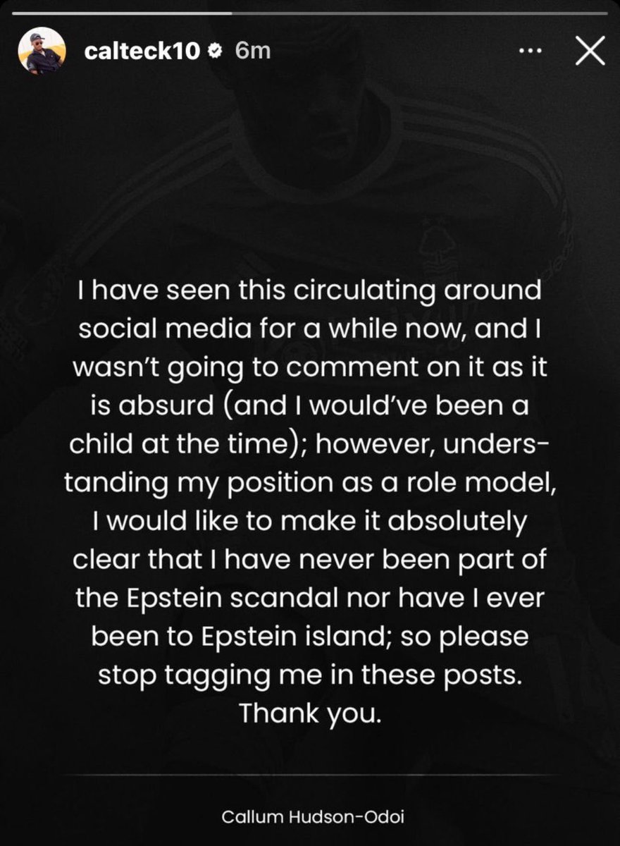 No way Hudson-Odoi had to release a statement about the Epstein stuff 😭😭😭