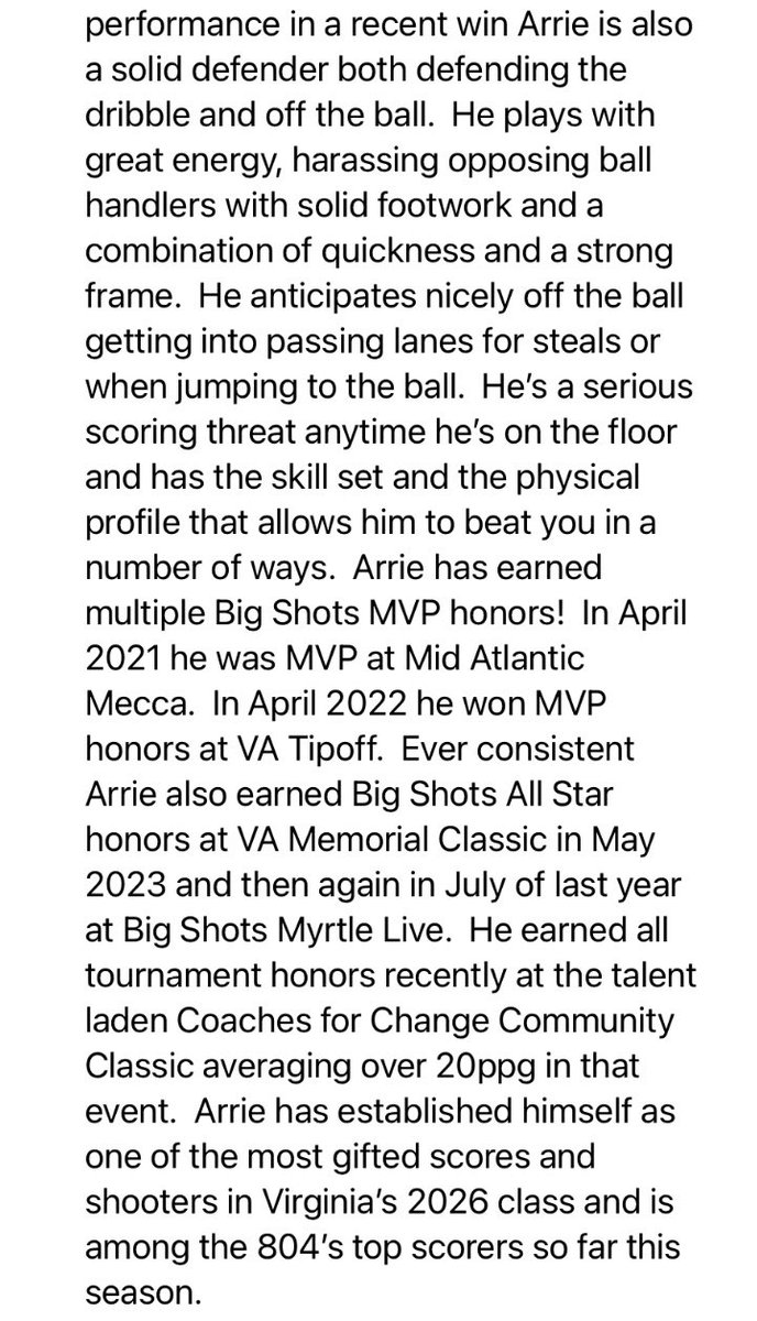 NorfolkKnights's tweet photo. Big Shots Spotlight! Arrie McWilliams 6’2 2026 Hanover High School, VA #BigShots #CoachesforChange @BigShotsToday @BigShotsGlobal @ArrieMcwilliams https://t.co/eA9t95RkvE