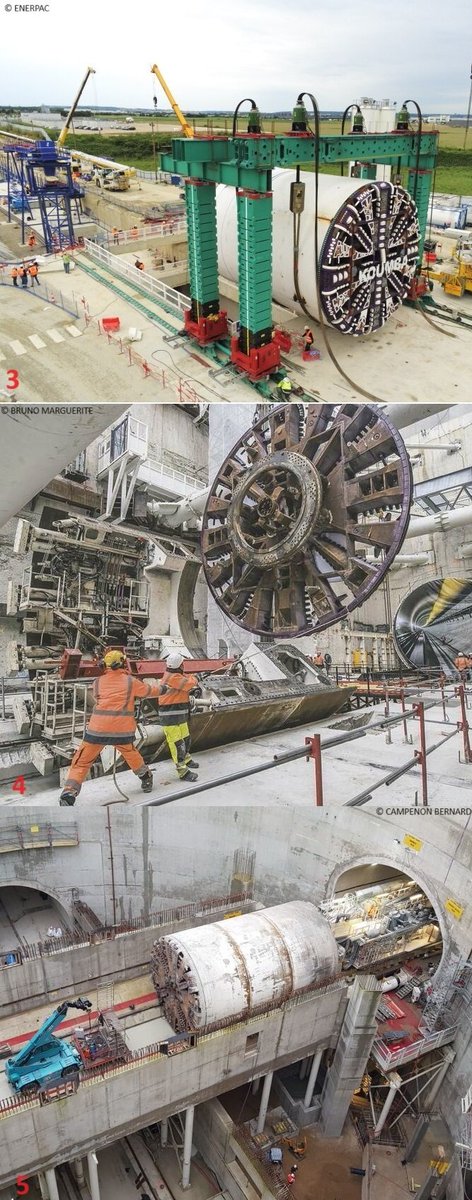 LCParisiens's tweet image. L'année 2024, c'est la mise en service de 3 prolongements de ligne. Voici les tunneliers qui ont été utilisés :
➡️ RER E à Nanterre, tunnelier Virginie (1). 
➡️ Ligne 11 à Rosny-sous-Bois, tunnelier Sofia (2). 
➡️ Ligne 14 à Orly, tunneliers Koumba (3), Claire (4) et Allison (5).