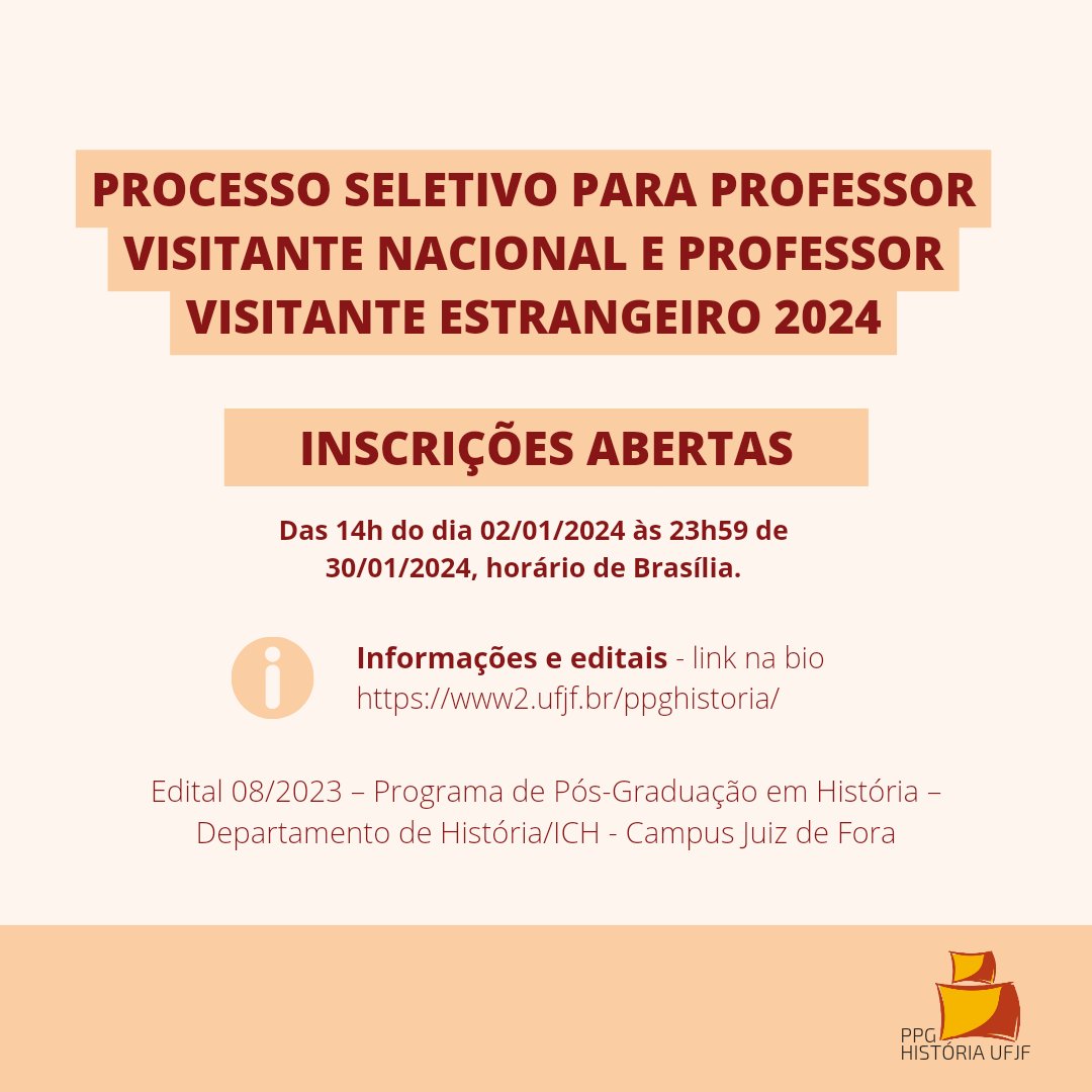 Estão abertas as inscrições para o Processo Seletivo para Professor Visitante Nacional e Professor Visitante Estrangeiro!