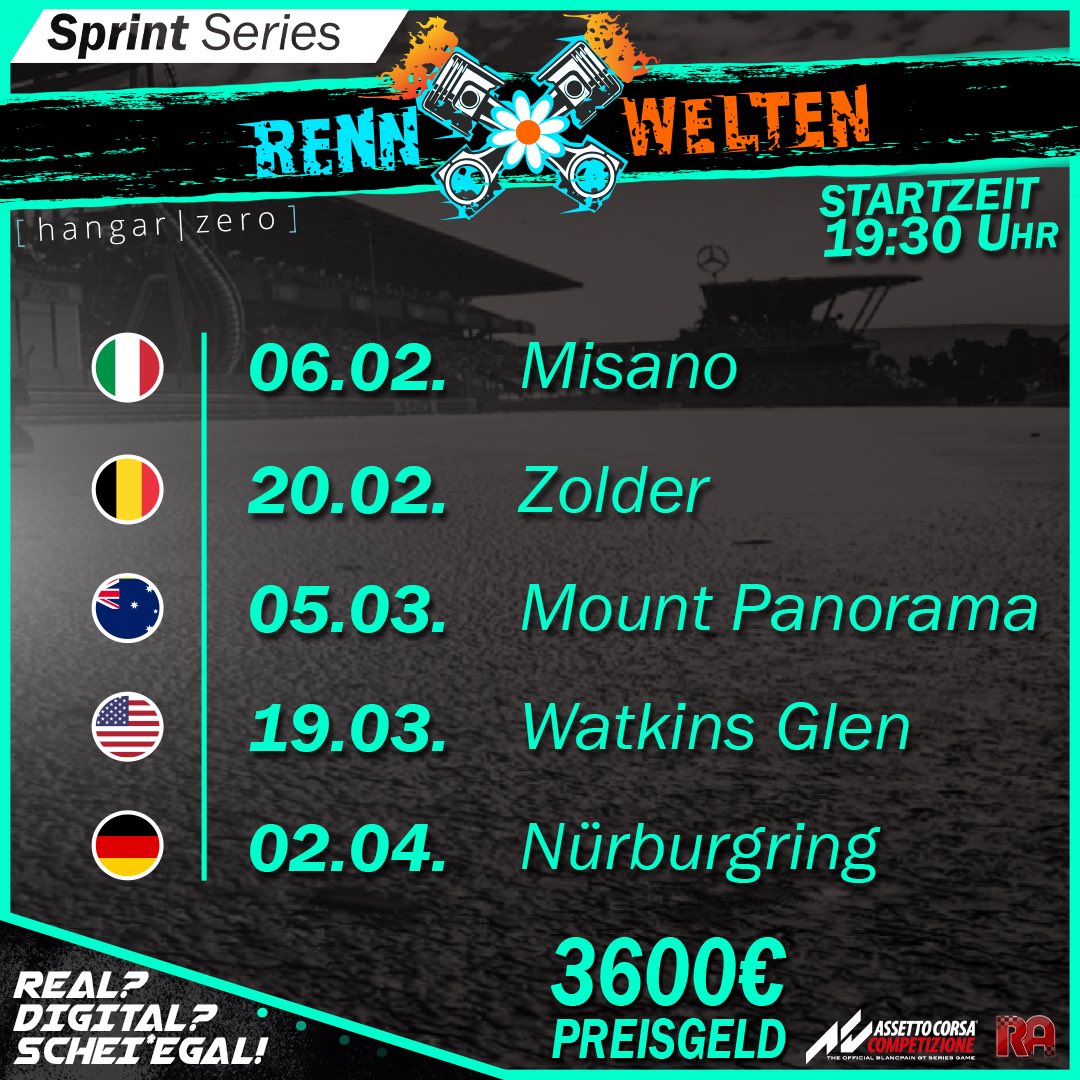 Sprint Series going into the 2nd round! 

After the great success of the last season, with an impressively strong driver lineup and highly entertaining racing action from start to finish it is only logical to continue this series by going into its second round. 

The format stays