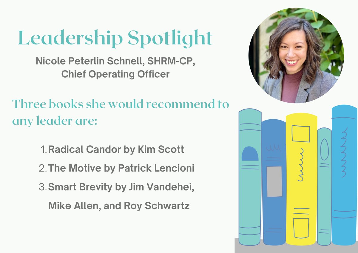 This week’s spotlight is Nicole Peterlin Schnell, SHRM-CP, our Chief Operating Officer who was asked about her top book recommendations for leadership.   

#Avenica #career #leadership #bookrecommendation