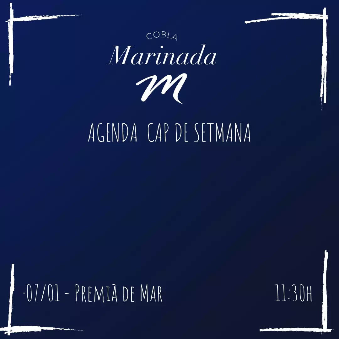 CoblaMarinada's tweet photo. Bona tarda amigues i amics!

No us perdeu aquest diumenge dia 7 de Gener a les 11:30h a l'Espai L'Amistat de Premià de Mar aquest concert commemoratiu.

Us hi esperem!! https://t.co/VBlJArIluS