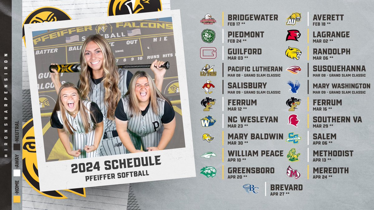 The Wait is Over!

Introducing the 2024 Schedule for Falcon Softball! Mark your calendars to witness the power of iron sharpening iron on the field. 

Stay connected at GoFalconSports.com to get the latest on game times and other program info!

#ProtectTheVillage