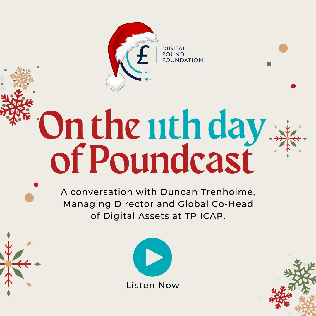 digitalpoundfdn's tweet photo. We revisit Episode 11 of the #Poundcast with Duncan Trenholme of TP ICAP. We explore their interest in #digitalassets for wholesale markets and the revolutionary impact of #blockchain and distributed ledger technology (#DLT) in financial markets 👉 https://t.co/nkLvbQJrvF https://t.co/4zAaXPaBzK