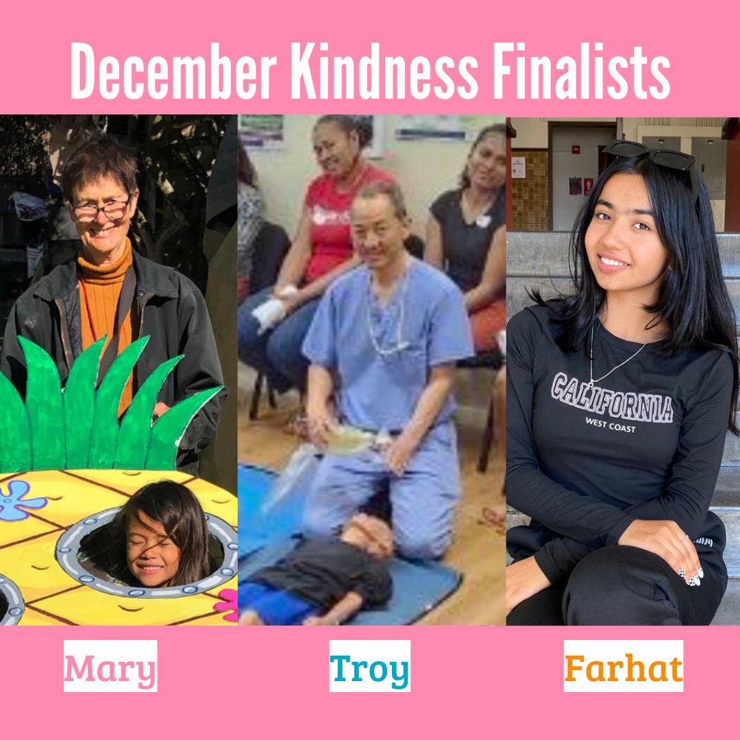 ChrisKindness's tweet photo. We have three new kindness finalists for the month of December for you to vote on to win our $1000 Chris Kindness Award. Meet Mary, Farhat, and Troy. Read their stories and vote at https://t.co/jxYwu2czUk 

The deadline to vote is Jan. 9th at 5pm  PST. 
#chriskindnessawards https://t.co/yUbCmRr3Ny