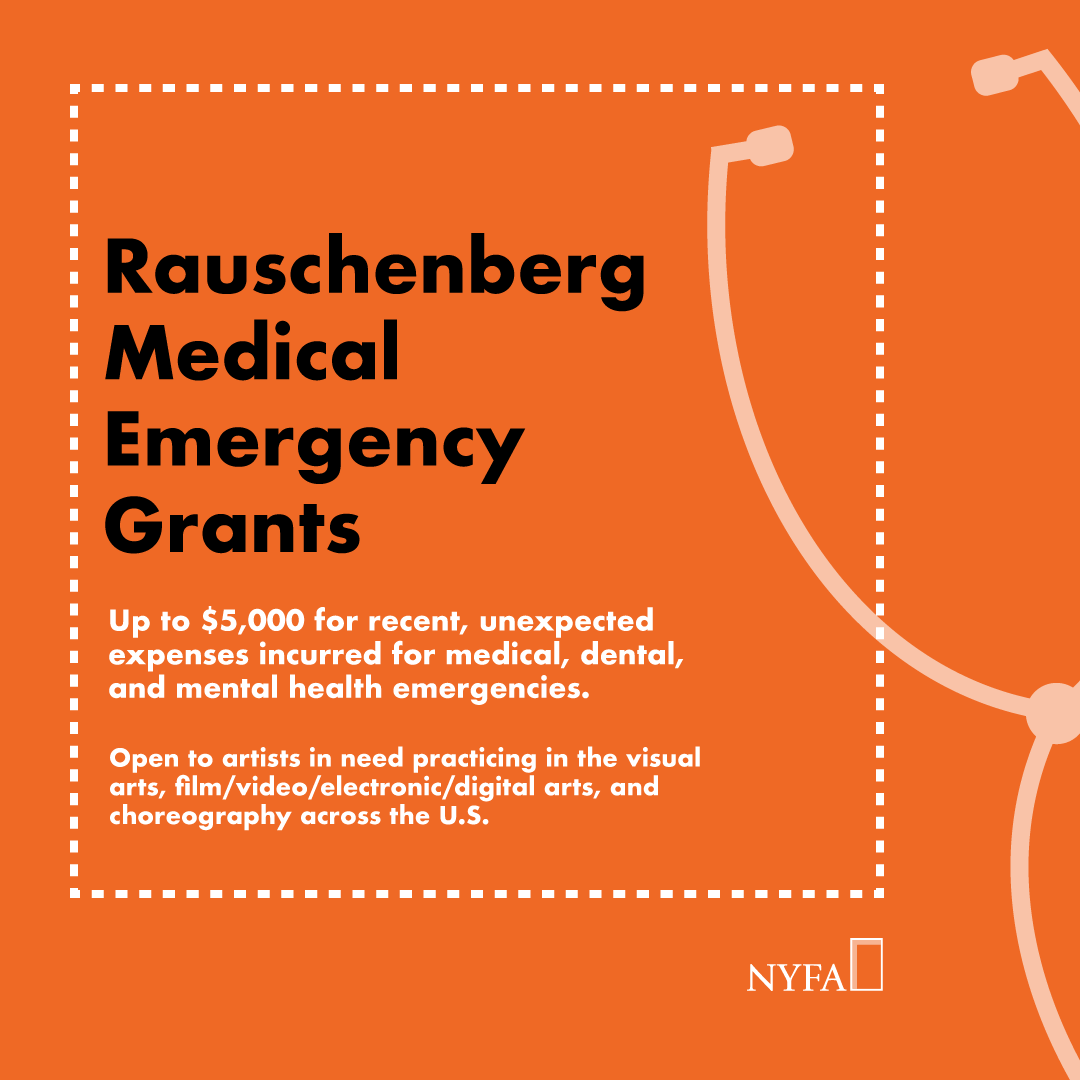 Are you an artist in need of critical medical, mental health, or dental treatment? Do you create in visual arts, film/video/electronic/digital arts, or choreography? You could be eligible to apply for a grant of up to $5,000: bit.ly/2HEzfRi @rrauschenberg @nyfacurrent