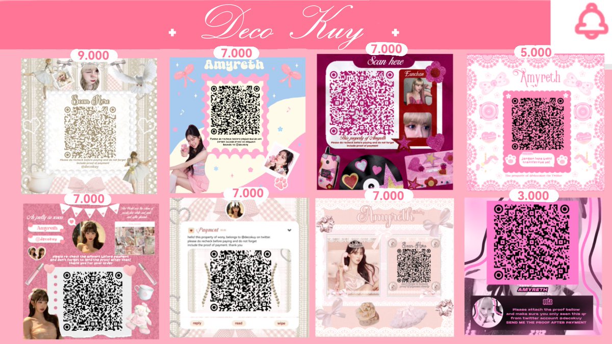 decokuy's tweet photo. ada qr deco cute, classy, dark, coquette cottage start 4k - 9k, sehari jadi

#zonauang https://t.co/OjvPmze0ox