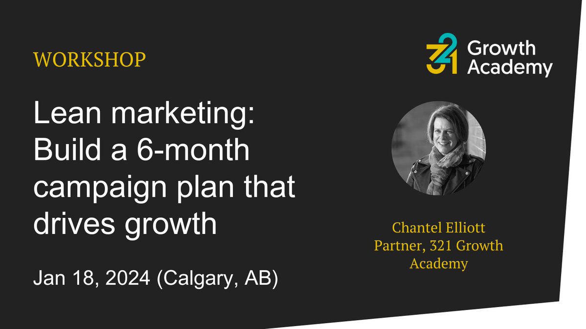 💻 Is your New Years resolution to finally get that marketing plan tackled? Start the new year off right - Join us on January 18, 2024 for our lean marketing workshop! Register now: bit.ly/3NBNJR4 #GrowthMarketing #YYCWorkshops