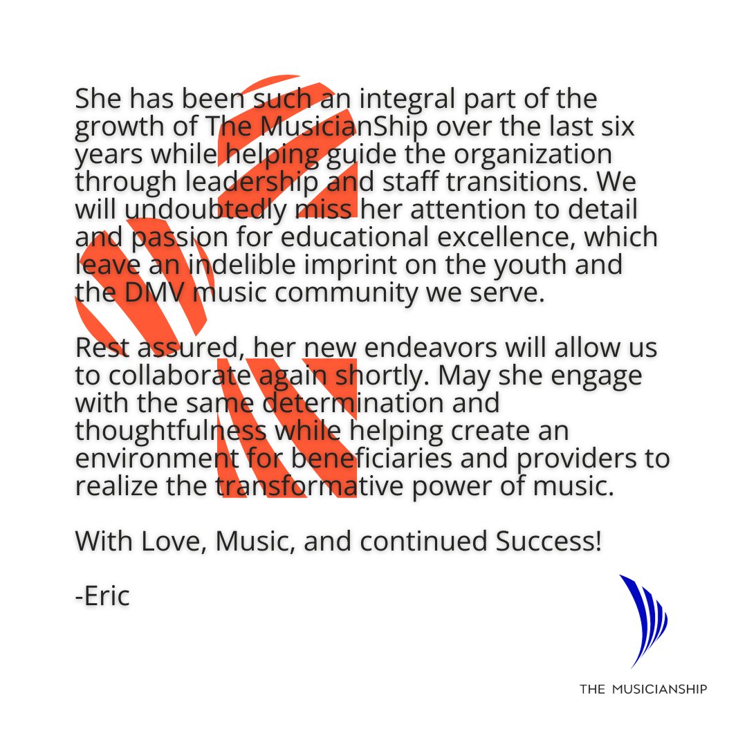 Amber Pannocchia, thank you for your incredible work in service of The MusicianShip's Mission! 🎵🙏 #Gratitude #MusicAdvocacy