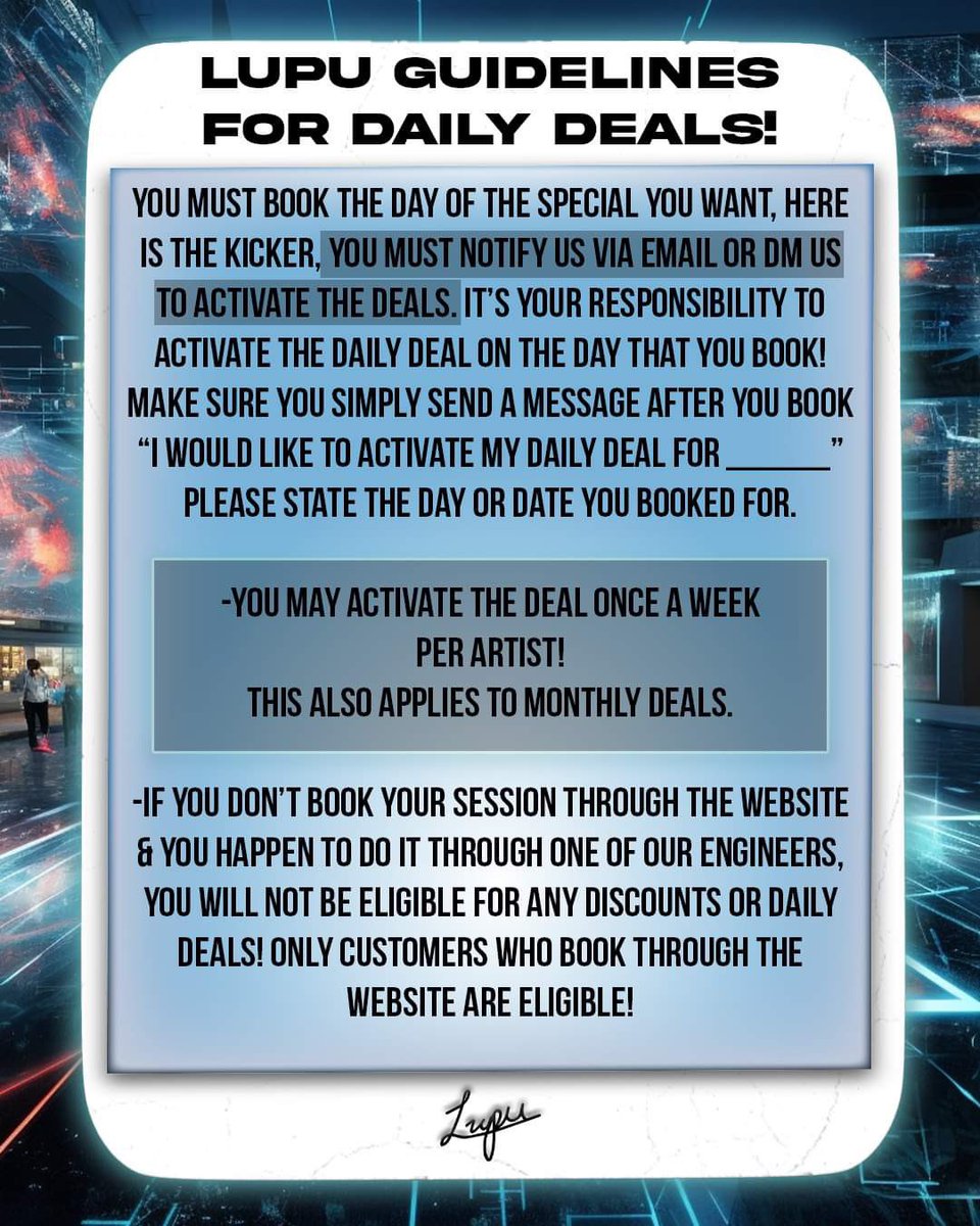 LupuStudios's tweet photo. @LupuStudios is now offering day to day &amp; Monthly deals for the entire 2024!

7 days a week!
Month to Month Specials as well!

Click the link &amp; catch up now on how you can save some money with your next recording session!

https://t.co/oBcxSq3BYE 🕌 https://t.co/9enjaTqBVj