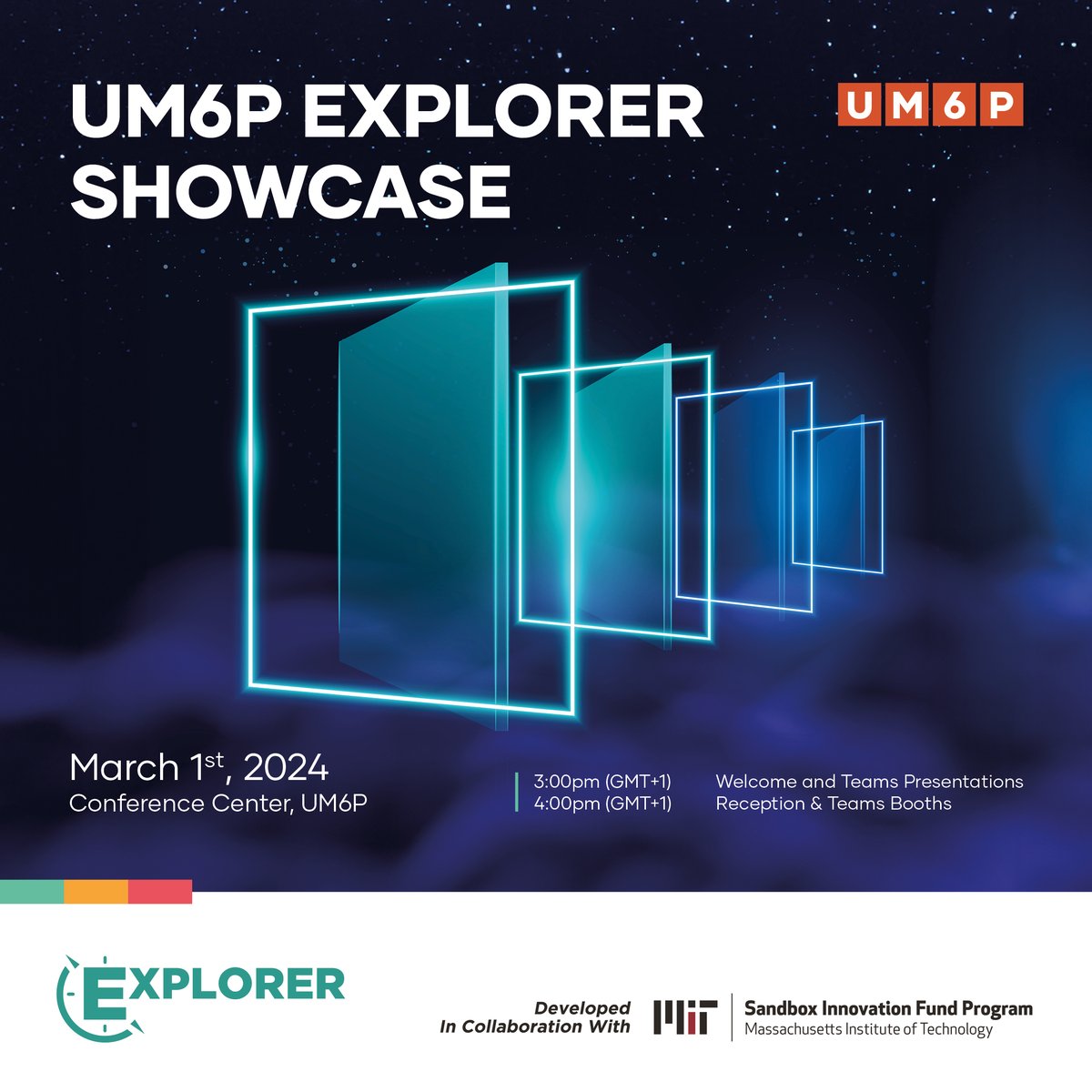 🚀 Mark your calendars for the second in-person UM6P Explorer showcase on March 1, 2024, and Join us for an inspiring afternoon dedicated to innovation and entrepreneurship 
🚀 Reserve your place now through the following link: lnkd.in/e5sDXbD4