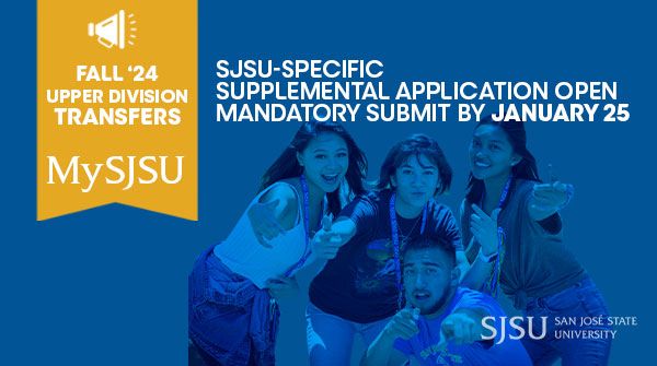 SJSU_ES's tweet photo. New To Do List item 🚩 

The SJSU-specific Supplemental Application is now posted on your MySJSU account.

Please read through the To Do List item description and MySJSU message posted to your account.

The app is due Jan 25!!

#FutureSpartans #SJSU #SJSUBound #SJSUFall24 #MySJSU https://t.co/hIrtmiLnsd